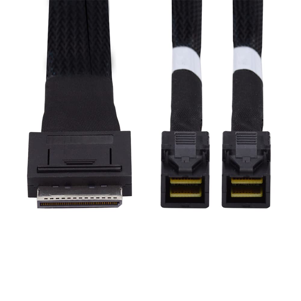 NFHK OCuLink 50cm PCIe PCI-Express SFF-8611 8x 8-Lane to Dual SFF-8643 HD 4x SSD Data Active Cable