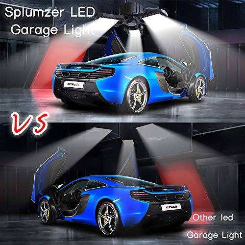 splumzer 1 Pack Garage Light, 60W LED Shop Lighting E26/E27 LED Garage Lighting with 3 Adjustable Panels LED Ceiling Lights for Garage, Basement, Workshop, Barn, High Bay Light