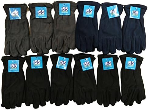 Value Pack of Unisex Warm Winter Fleece Gloves, Many Colors, Mens Womens, One Size