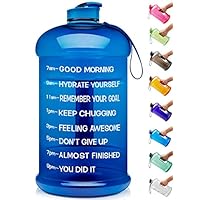 Venture Pal Large 1 Gallon/128 OZ & 74 OZ Motivational Leakproof BPA Free Water Bottle with Time Marker Perfect for Fitness Gym Camping Outdoor Sports-1Gallon-Blue