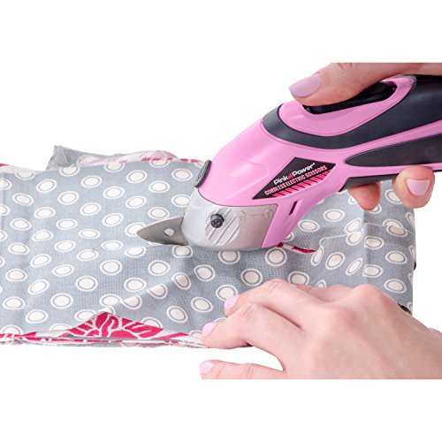 Pink Power Electric Fabric Scissors Box Cutter for Crafts, Sewing, Cardboard, Scrapbooking - Cordless Shears Cutting Tool (Certified Refurbished) - Thumbnail 2