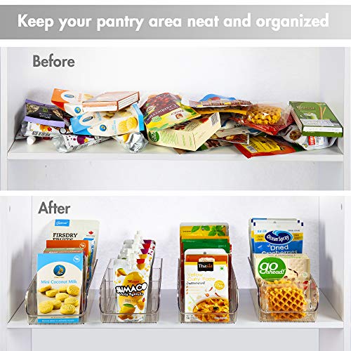 YIHONG-Food-Packet-Organizer-Bins-for-Pantry-Organization-4-Pack-Plastic-Clear-Storage-Bins-for-Storing-Seasoning-Packets-Spices-Sauce-PacketsSnacks-with-2-Removable-Dividers
