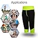 TrainingGirl Women Neoprene Sauna Leggings Sweat Shorts Weight Loss Workout Running Capris Slimming Compression Thermo Pants (Black-Green, L)