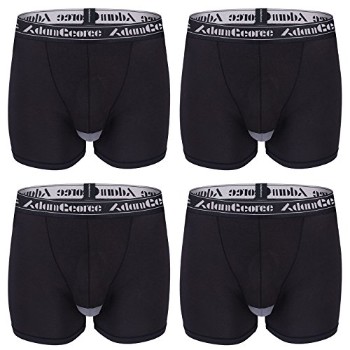 Adam George Men's 4 Pack Micromodal Separate Pouch Trunks (Medium, Black)