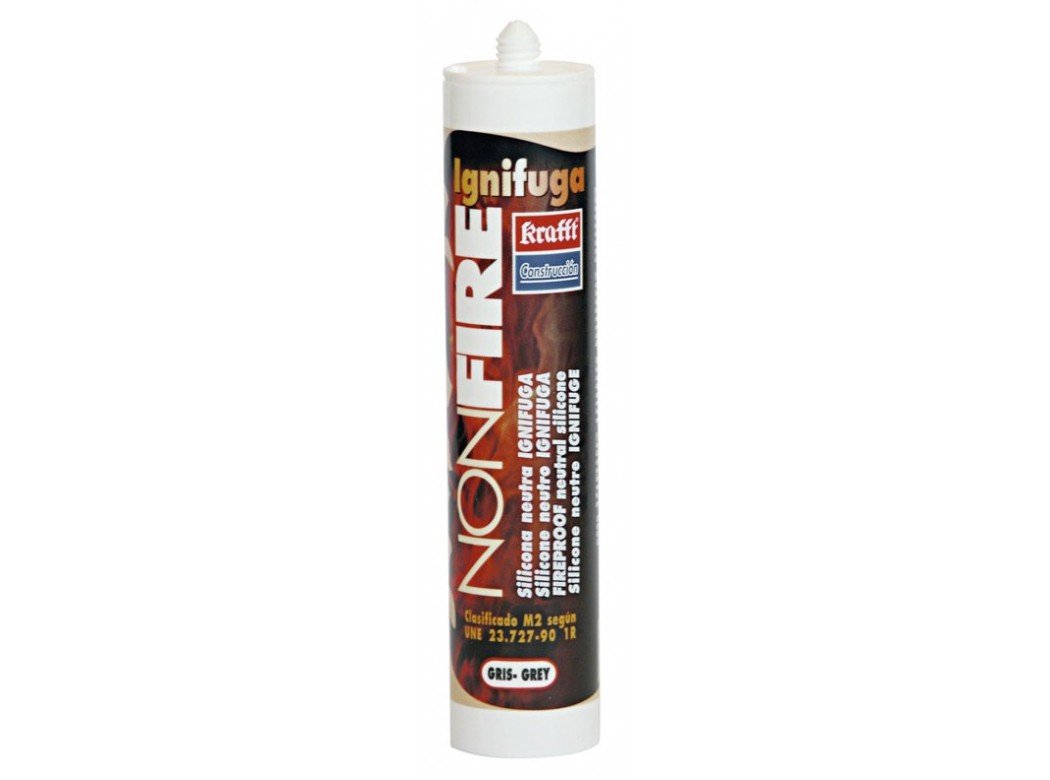 Krafft Grey Fireproof Silicone Sealant Cartridge, 300ml, Pack of 12