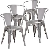 Poly and Bark Trattoria Arm Chair in Polished Gunmetal (Set of 4)
