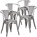 Poly and Bark Trattoria Arm Chair in Polished Gunmetal (Set of 4)