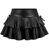 SOLY HUX Girl's Cute Mini Skirts High Waisted Ruffle Layered Skirts Swing Flowy Skater Tennis Skirt