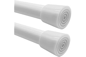 Small Short Tension Rod, 2 Pack 30 to 42 Inches Rust-Resistance Spring Adjustable Rods, White