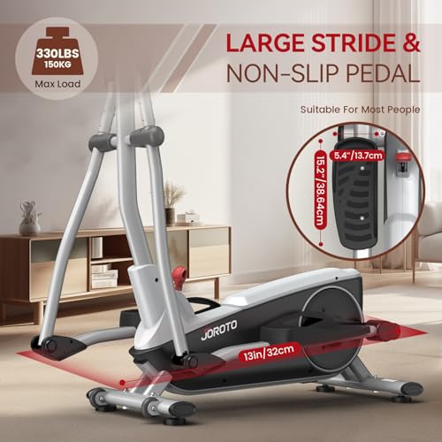 JOROTO Elliptical Machine Exercise Bike for Home Cardio, Magnetic Cross Trainer with 8 Resistance Levels, Pulse Rate Grips & LCD Monitor Exercise Equipment for Home Gym Use, 330lbs Weight Capacity