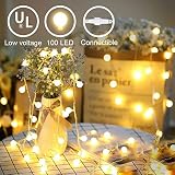 YMING Globe String Lights Plug in, 49FT 100 LED 29V 8 Modes Waterproof Fairy String Lights, Fit for Wedding Party Home Garden Patio, Indoor Outdoor Decorations, UL588 Approved (Warm White)