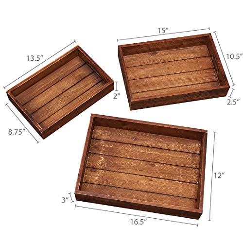 Barnyard Designs Rustic Farmhouse Wooden Serving Trays with Handles
