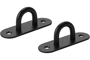 Branded Boards Heavy Duty Black Zinc Galvanized Steel Hammock Ceiling Hook Pad Eye Plates Corrosion Resistant (2 Pack M6 Zinc Black)