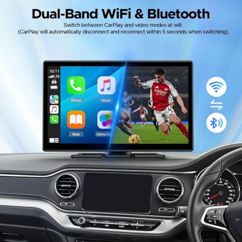 LAMTTO Carplay Display Screen with Net-flix Youtube Tiktok 9 inch Wireless CarPlay & Android Auto Car Multimedia Player with Backup Camera/Android OS/Voice Assistant/OTA/Navigation/Bluetooth/FM/AUX