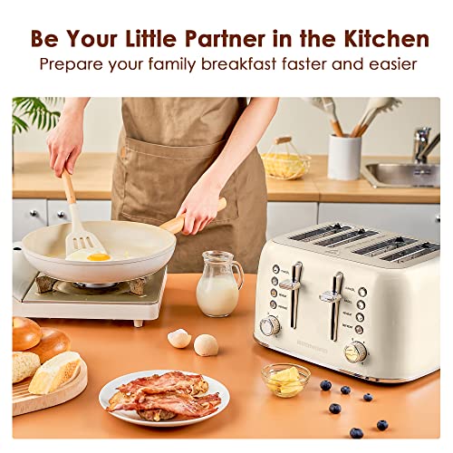 REDMOND Toaster 4 Slice, Retro Stainless Steel Toaster with Extra Wide