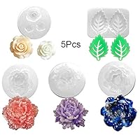 Alexless 5Pcs Mini Leaf Flower Resin Silicone Molds Jewelry Making Tools Casting Molds for DIY Craft Keychain Necklace Earrings Project