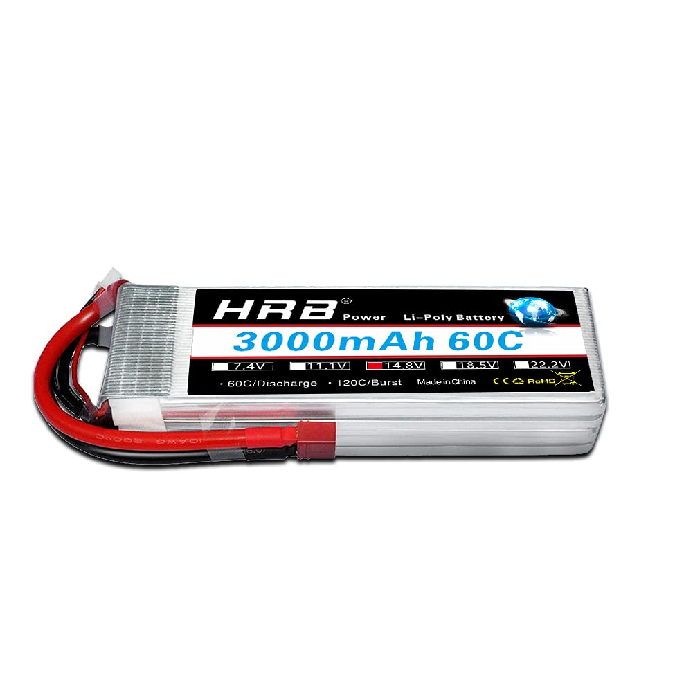 HRB 4s 14.8v 3000Mah 60C RC LiPo Battery with T Plug for Helicopter,E-flite Rare Bear, Fury 15 DF etc