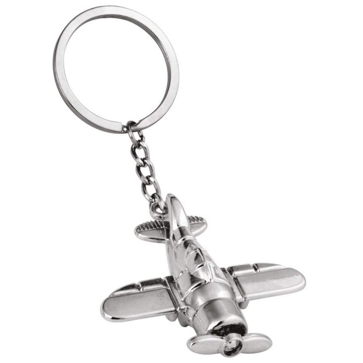 SILBERKANNE Keyring Aeroplane L 10 cm Silver Plated Silver-Plated Premium Finish