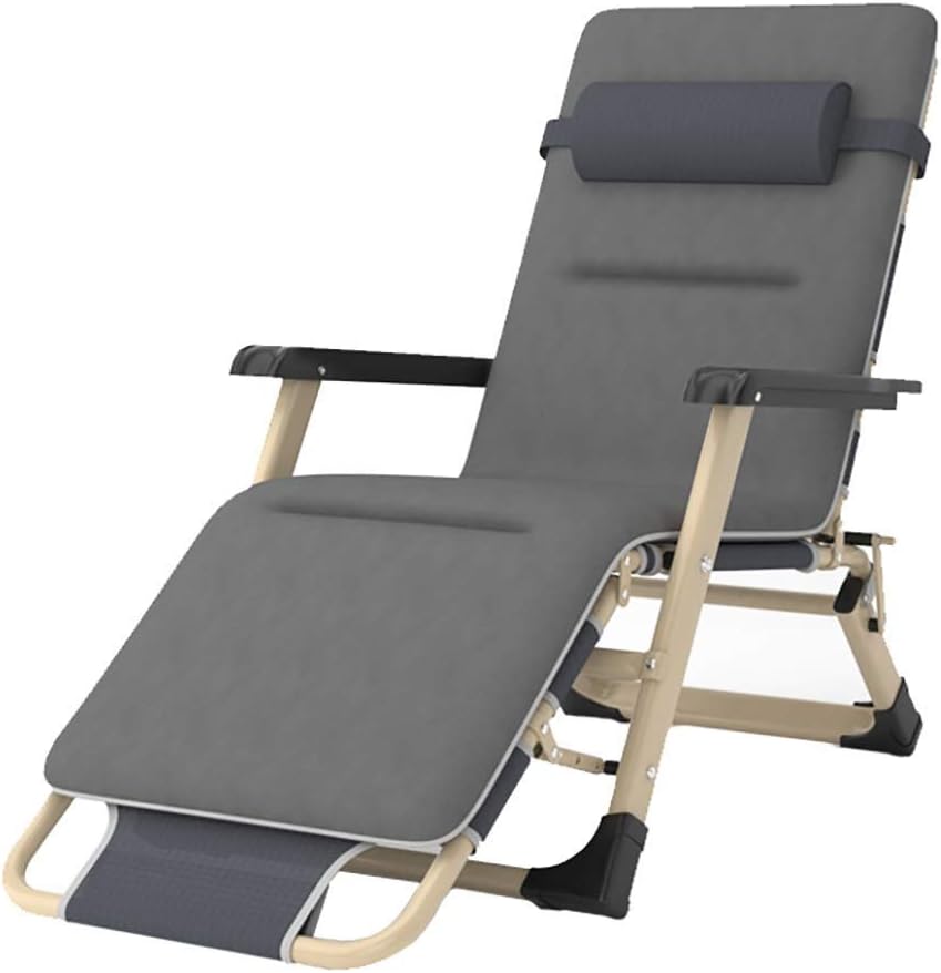 DSJMUY Reclining Lounger Recliners Oversized Folding Zero Gravity Lounge Chair, Heavy Duty Adjustable Patio Lounge Chairs for Garden Pool Beach, Support 440lbs (Color : With cotton pad)