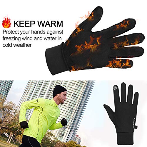 Cevapro Running Gloves Touch Screen Gloves Lightweight Winter Gloves Men Women (Black, M)