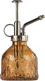 ZIUHEOA Plant Mister Glass Sprayer 200ml 6.4in Brown Retro Nozzle Leak Proof