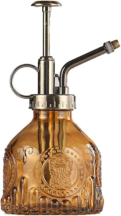 ZIUHEOA Plant Mister Glass Sprayer 200ml 6.4in Brown Retro Nozzle Leak Proof