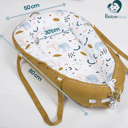 Babiesoul Baby Sleeping Bag – Cocoon Cot Reducer 0-6 Months – 100% Oeko-TEX Certified Cotton – 80 x 50 cm – Promotes Sleeping – Supervised Sleeping Bag