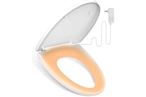 iliD Heated Toilet Seat, Elongated Seat, Three Levels of 90°F, 95°F,100°F, 3D Curved, Lid and Seat Soft Close, Light-sensitive Night Light, IPX4