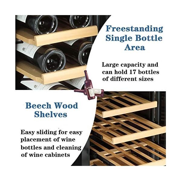 AGLUCKY-12-Wine-CoolerChiller-Built-in-or-Freestanding-Beverage-Refrigerator-Single-Bottle-Area-with-Stainless-Steel-Double-layer-Tempered-Glass-Door-17-Bottles