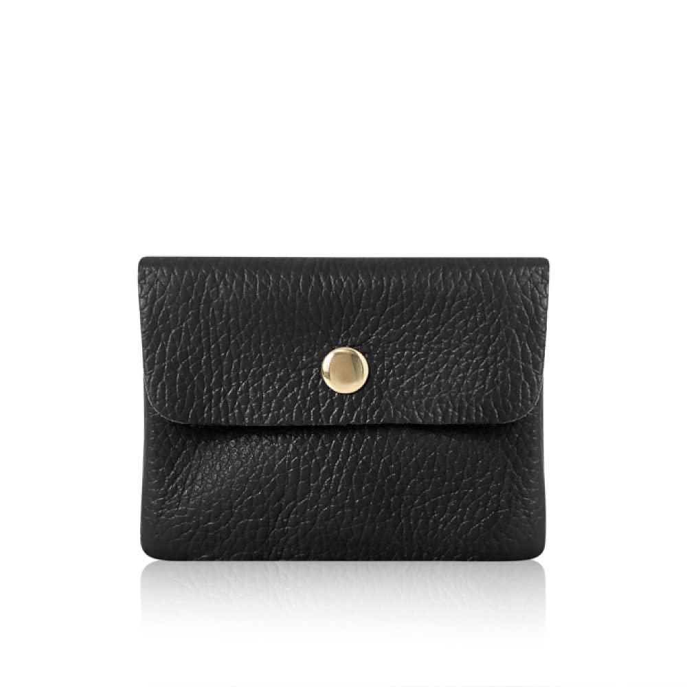 Montte Di Jinne -Women Italian Textured Soft Leather Coin Bag Coin Purse and Card Holder (Black)