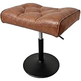 LUE BONA Adjustable Office Foot Rest Under Desk, Vanity Saddle Stool, Brown | Ergonomic Upholstered Leg Rest Ottoman, Swivel Vanity Chair, Faux Leather Relieve Stress Paddle for Home Office, Easy Clean