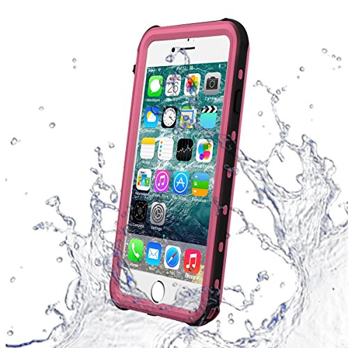 Iphone 7 Waterproof Case, Dust Proof, Snow Proof, Shock Proof Case with Touched Transparent Screen Protector, Heavy Duty Protective Carrying Cover Case for Apple Iphone 7-Pink
