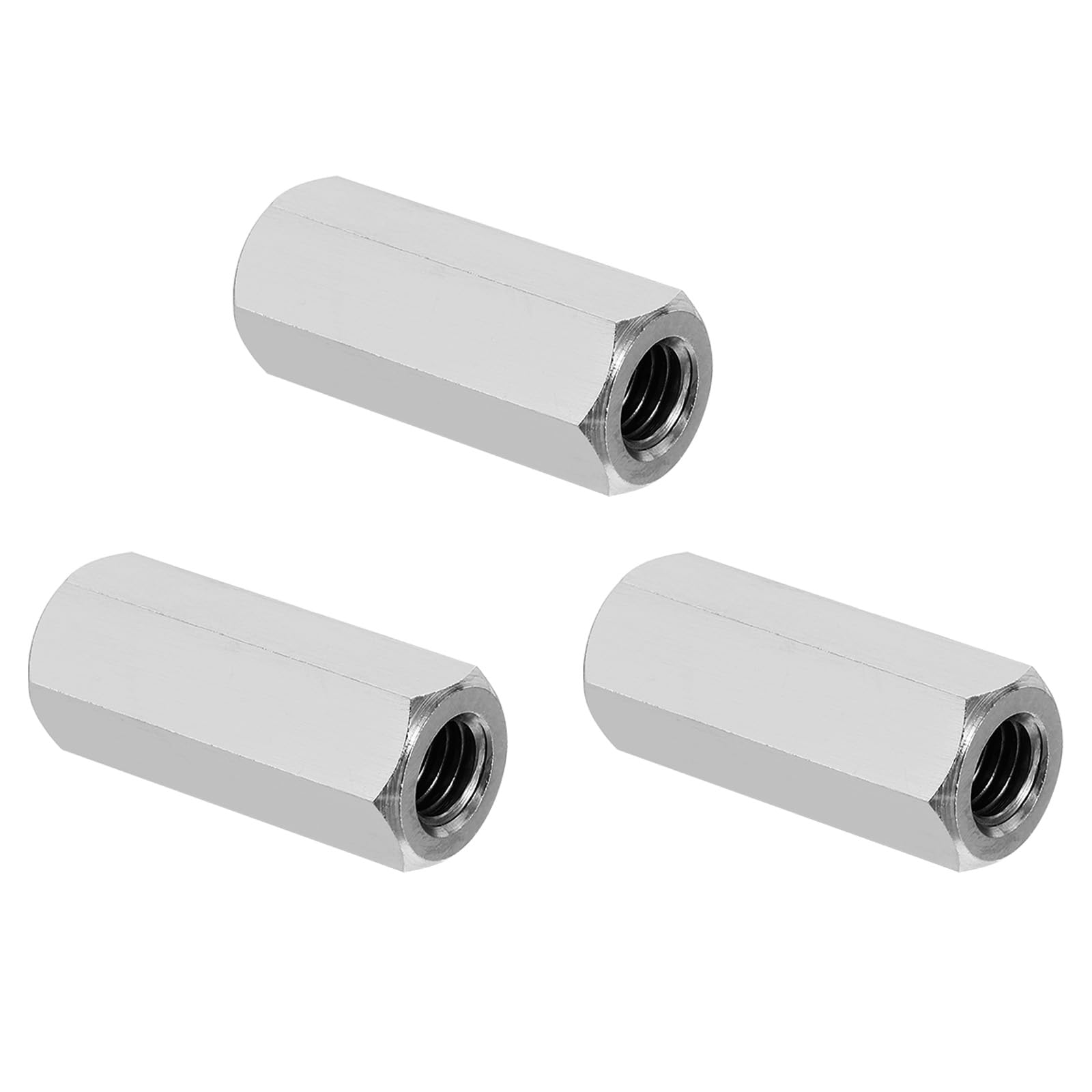 PATIKIL 3/8"-16 UNC 304 Stainless Steel Hex Coupling Nuts, 3Pcs 1.57" Length Fully Threaded Rod Coarse Coupling Nut Studding Connector Fasteners, Silver Tone