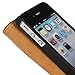 iPhone 4 case,iPhone 4s wallet Case, Wallet Leather Folio [ Slim Fit ] [ Heavy Duty Protection ] Soft TPU Back Kickstand Case for iPhone 4 / 4s with Magnetic Closure and Wrist Strap - Brown