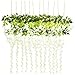 12 Pack Wisteria Artificial Flowers - 3.7 Feet/Pc Hanging Floral Garland Fake Silk Flowers, 12 Faux Vines, Perfect Decor / Photo Backdrop for Wedding, Reception, Home, Wall, Window Decorations (WHITE)