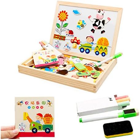 Drawing Board &amp; Magnetic Spells ,Edobil 2 in 1 Drawing Board Kids Toy with Jigsaw, Eraser, Chalk for Children,Kids