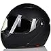 ILM 8 Colors Motorcycle Modular Flip up Dual Visor Helmet DOT (L, Matte Black)