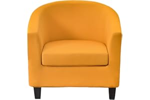 GOSTADY Club Chair Slipcover 2 Piece Solid Color Tub Chair Slipcover Soft Stretch Round Barrel Chair Covers Armchair Covers Furniture Protector for Living Room Hotel Counter Cafe 52
