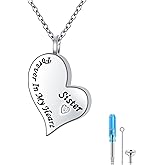 Ladytree Cremation Urn Necklace for Ashes 925 Sterling Silver Forever in My Heart Keepsake Memorial Pendant Waterproof Urn Jewelry for Women Men