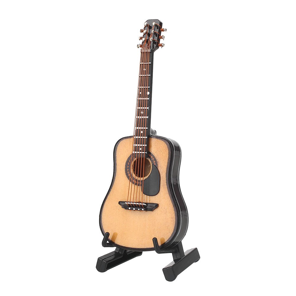 Beautyrain 1Pc Mini Guitar Handicrafts Miniature Guitar Model Collectible for Desk