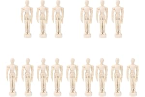DOITOOL Artists Wooden Manikin Flexible Body Joints 15 Pack 4.5 Inch Mannequin Model Drawing Figure Model Wooden Mannequin Artist Manikin with Stand for Drawing Painting Desk Decoration