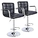 Leopard Square Back Adjustable Bar Stools with armrest,Swivel Bar Stool Set of 2, Black