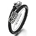 Elastic Adjustable Men's Black Braided Leather Wrap Bracelet Wristband with Steel Dragons