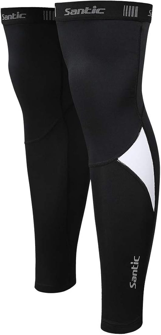 Santic Cycling Leg Warmers Thermal Fleeced Wind Proof Soft Shell Knee Warmer Black : Clothing