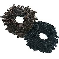 Buorsa 2Pack Volumising Scrunchie Big Hair Tie Ring Hijab Volumizer Khaleeji Headwear,Dark Coffer & Black