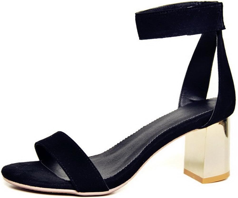Amazon.com | AmoonyFashion Women's Open Toe High Heel Sheepskin Frosted Solid Sandals with 