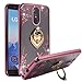 LG Stylo 3 Case, LG Stylo 3 Plus LS777 Case, BestAlice Slim Soft Gel Clear Bling Case Rose Gold Metal Plating Bumper Cover, Heart Ring Stand