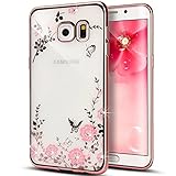 [Secret Garden] HAOTP Beauty Luxury Butterfly Floral Flower Diamonds Shiny Plating Frame Plating Bumper Soft Flexible TPU Transparent Skin Case for Samsung Galaxy NOTE 3--Swarovski (Rose Gold/Pink)