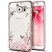 [Secret Garden] HAOTP Beauty Luxury Butterfly Floral Flower Diamonds Shiny Plating Frame Plating Bumper Soft Flexible TPU Transparent Skin Case for Samsung Galaxy NOTE 5-Swarovski (Rose Gold/Pink)