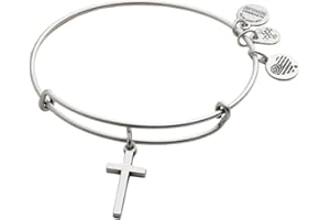 Alex and Ani Divine Guides Expandable Bangle Bracelet for Women, Cross Charm, 2 to 3.5 in